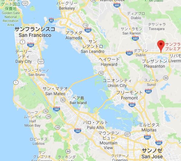 サンフランシスコプレミアムアウトレットのマップ